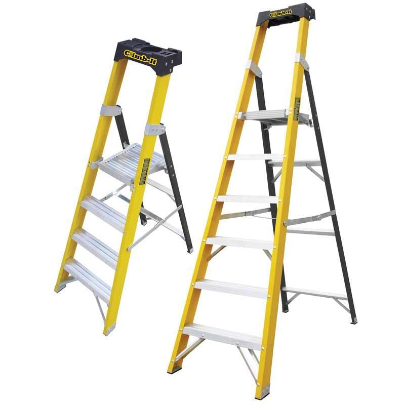 GPC Climb It Fibreglass Swing Back Step Ladder - 8 Tread