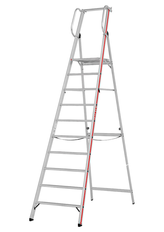 Hymer Wide Platform Step Ladder With Handrails - 10 Tread