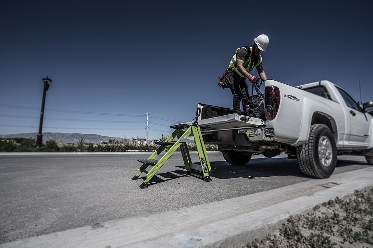 Little Giant GRP Jumbo Step - 3 Tread In Use On Truck