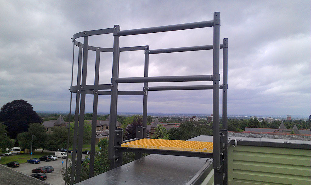 Fixed Vertical Ladder with Safety Cage, Walkthrough & Parapet