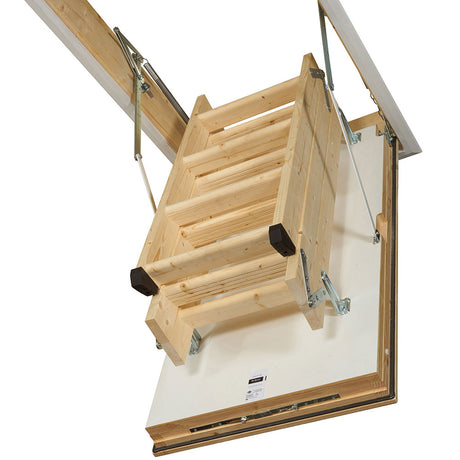 Luxfold 3 Section Wooden Loft Ladder With 87mm Insulated Hatch - folded up