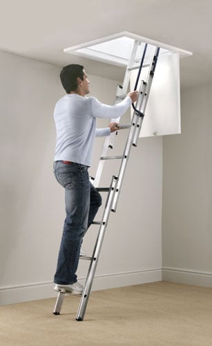Werner Blue Seal Spring Assisted Loft Ladder with Handrail