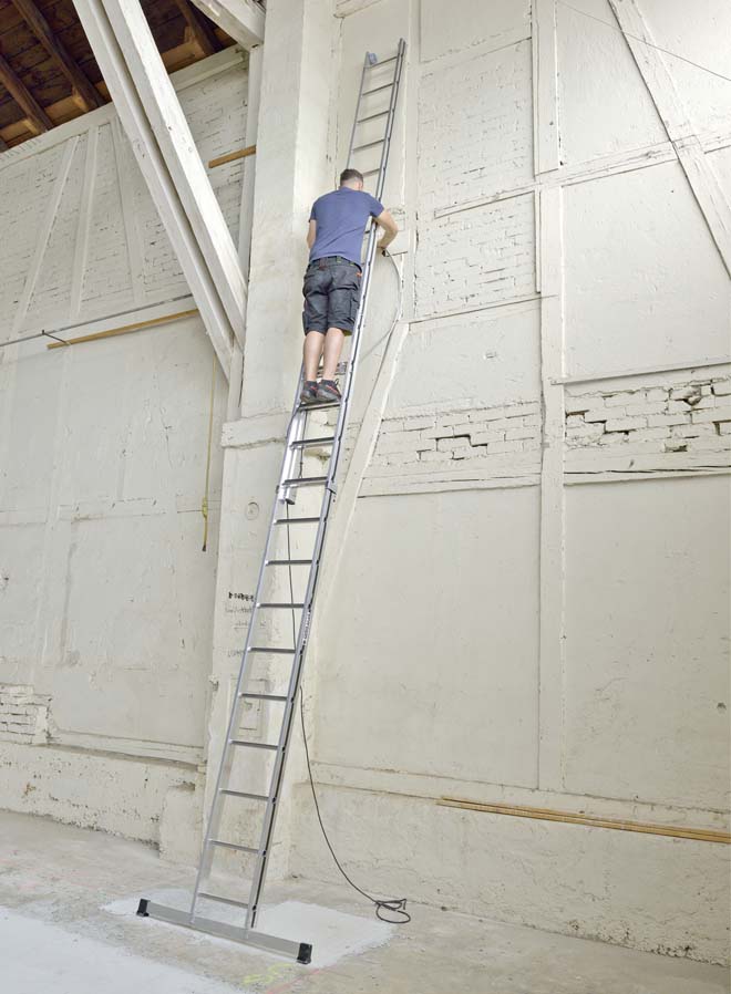 Hymer Rope Operated Extension Ladder In Use