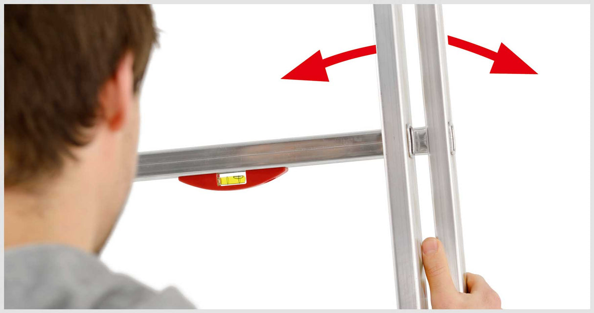 Hymer Aluminium Combination Ladder With Adjustable Stabiliser - Spirit Level