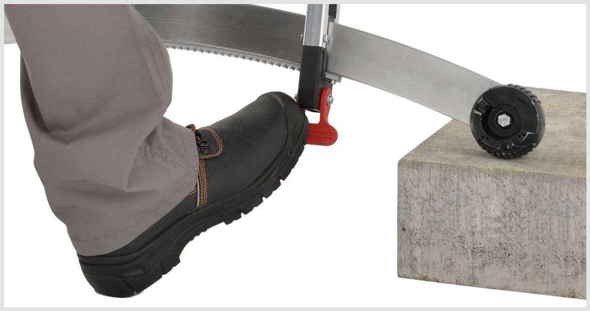 Hymer Aluminium Combination Ladder With Adjustable Stabiliser On Uneven Ground