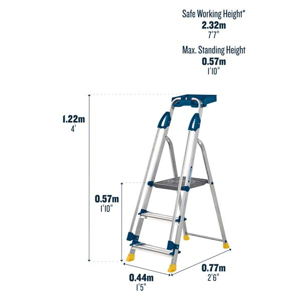 3 Tread Werner 705 Workstation Ladder Dimensions