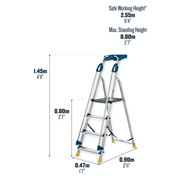 4 Tread Werner 705 Workstation Ladder Dimensions