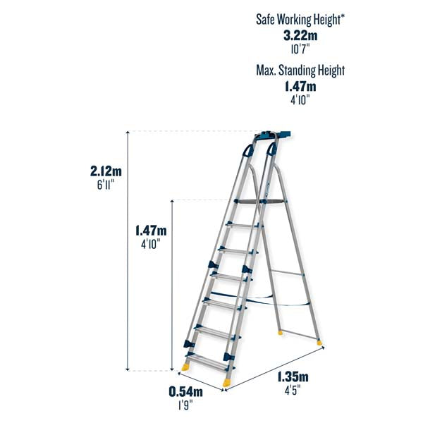 7 Tread Werner 705 Workstation Ladder Dimensions