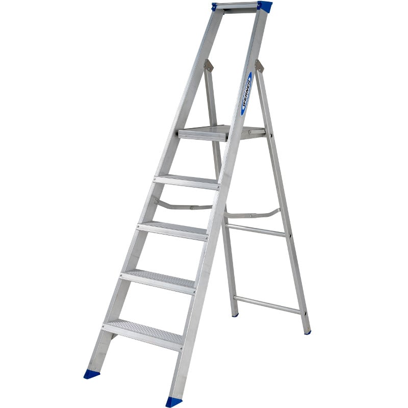Werner EN131 Professional Builders Platform Step Ladder - 5 Tread