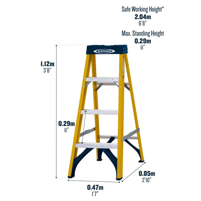 4 Tread Werner 716 Swingback Step Ladder Dimensions