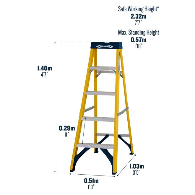 5 Tread Werner 716 Swingback Step Ladder Dimensions