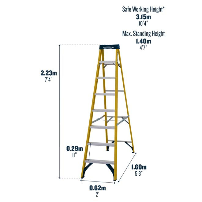 8 Tread Werner 716 Swingback Step Ladder Dimensions