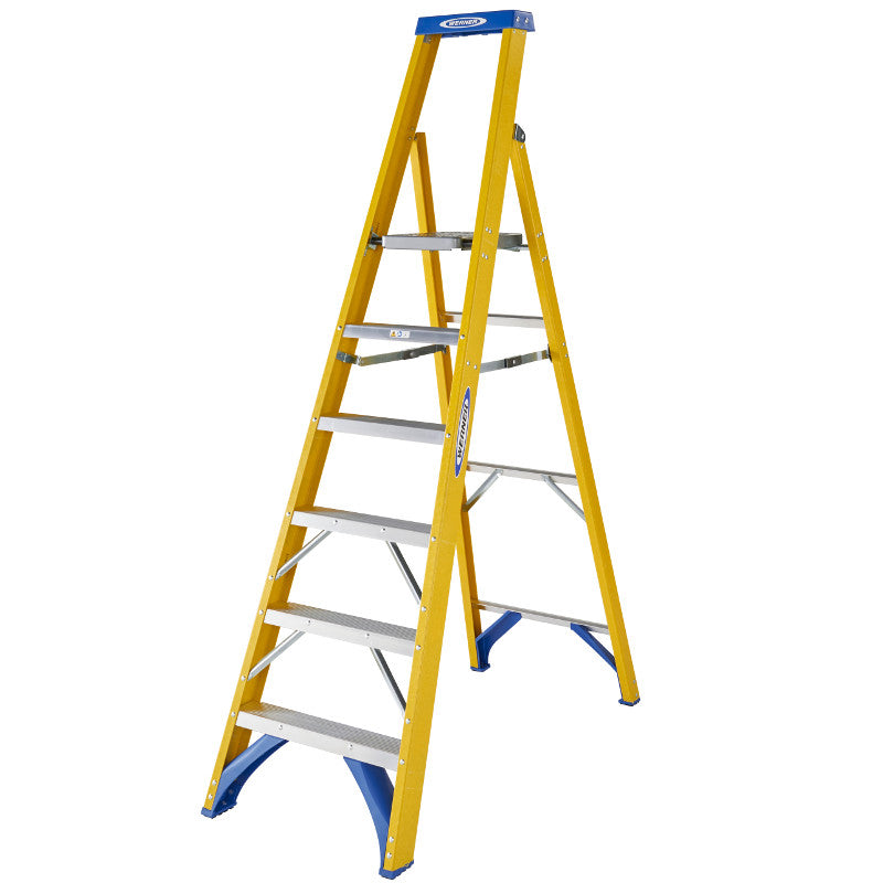 Werner Fibreglass Platform Step Ladder 6 Tread 7170618 Ladderstore UK