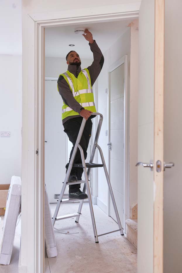 Werner High Handrail Platform Step Ladder - 4 Tread - In Use