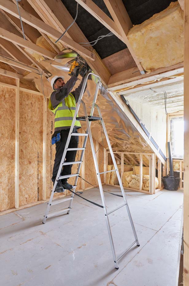 Werner High Handrail Platform Step Ladder - 8 Tread - In Use