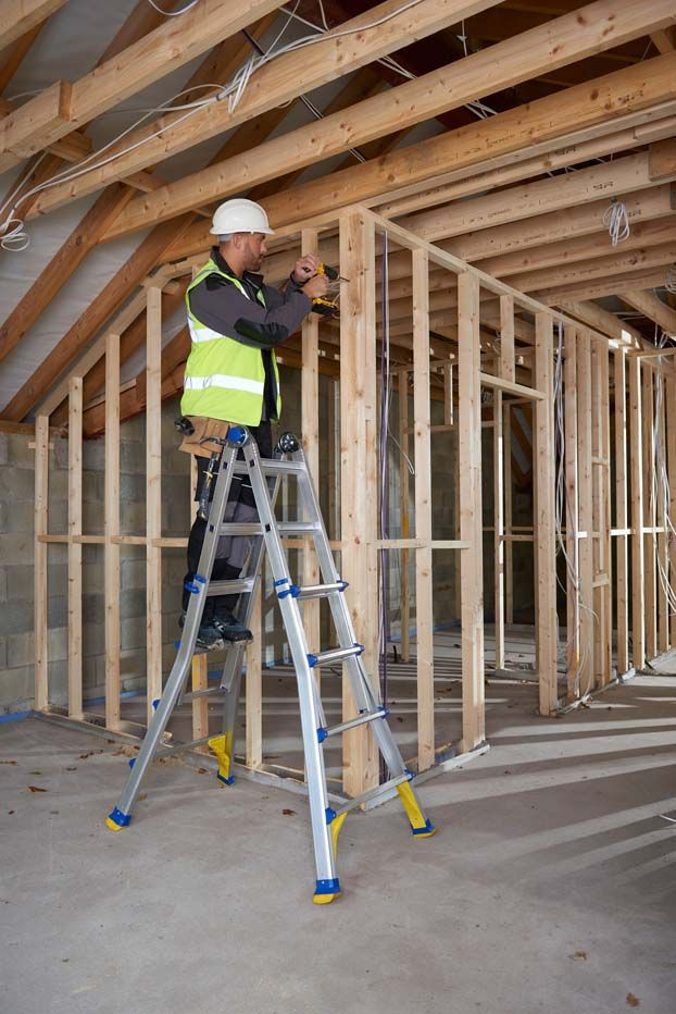 Werner 4 Way Telescopic Combination Ladders In Use