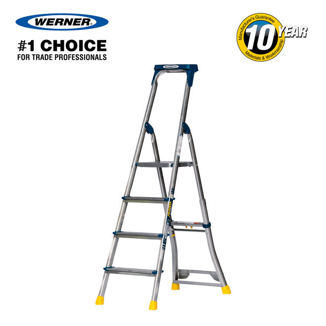 Werner Adjusta Pro 6 Tread Step Ladder On White Background