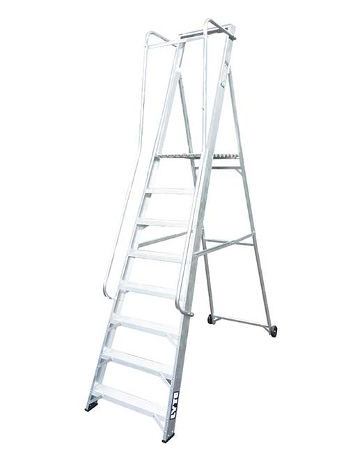 Skip to the beginning of the images gallery Lyte EN131 Professional Wide Platform Stepladders with Handrails - 8 Tread