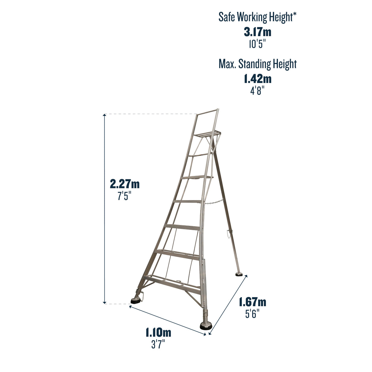 Werner Adjustable Tripod Ladder With Ground Spike - 5 Tread