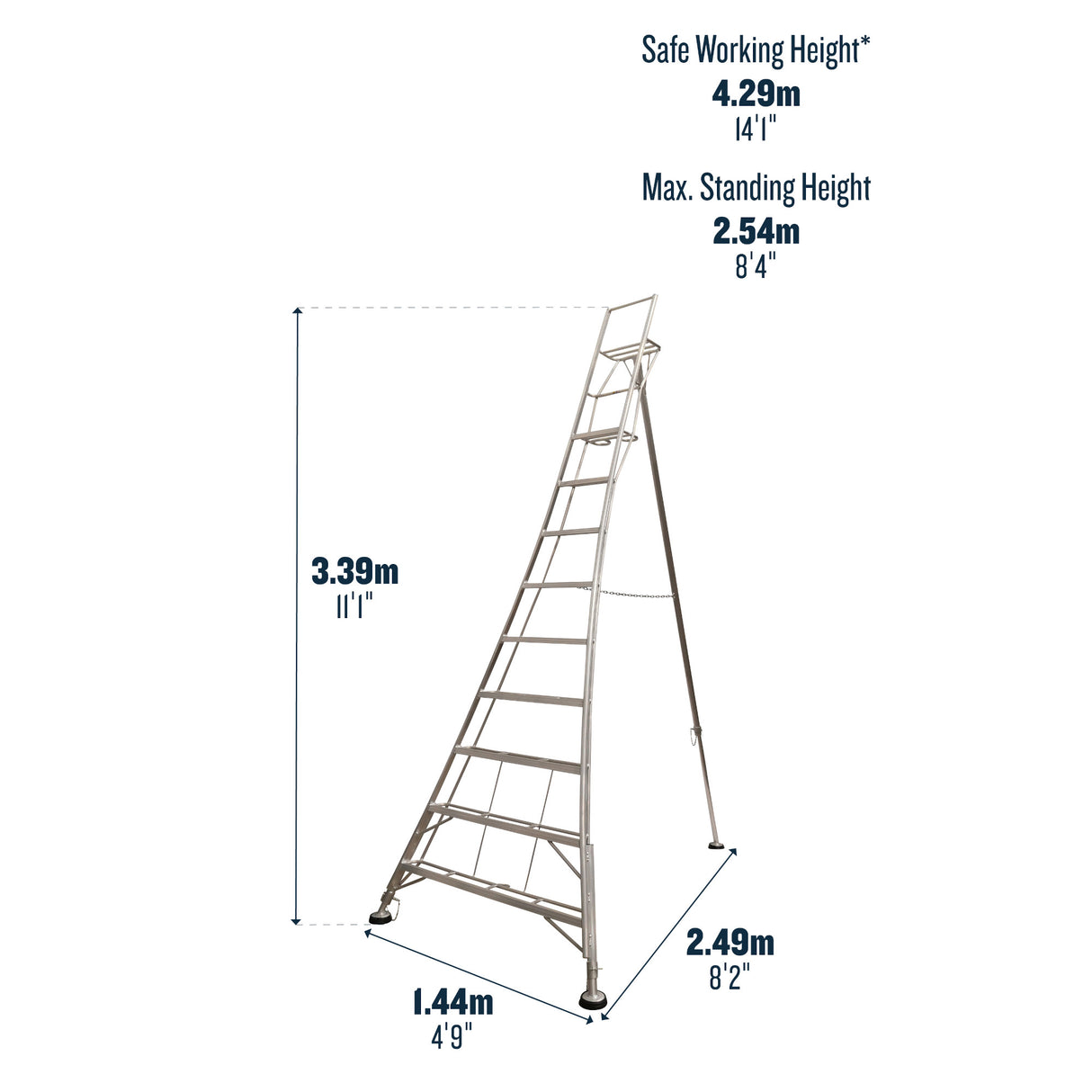 Werner Adjustable Tripod Ladder With Ground Spike - 9 Tread