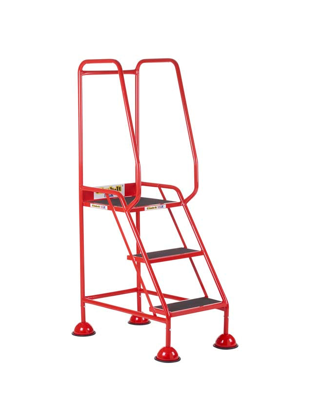 Climb It Mobile Step Red With Anti Slip Tread - 3 Step