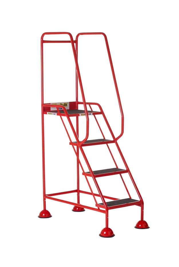 Climb It Mobile Warehouse Step With Domed Feet In Red - 4 Tread