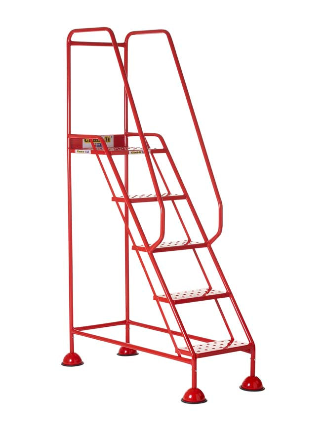 Climb It Mobile Step Red With Punched Tread - 5 Step