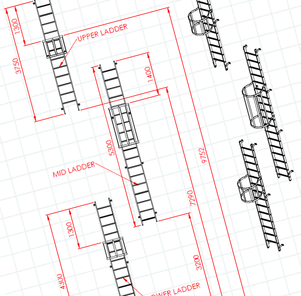 Bespoke Vertical Fixed Access Ladder drawings