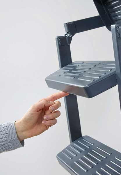 Pointing to steps of Dolle loft ladder