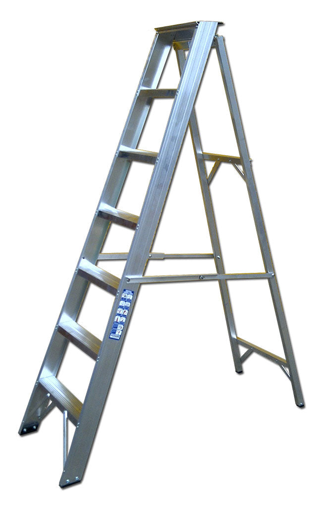 Heavy Industrial Swingback Stepladders - 7 Tread