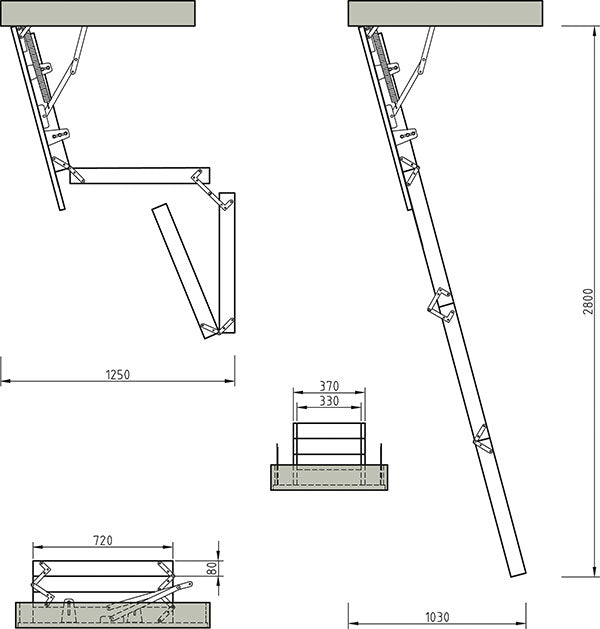 Lyte Easiloft Timber 4 Section Loft Ladder - Diagram