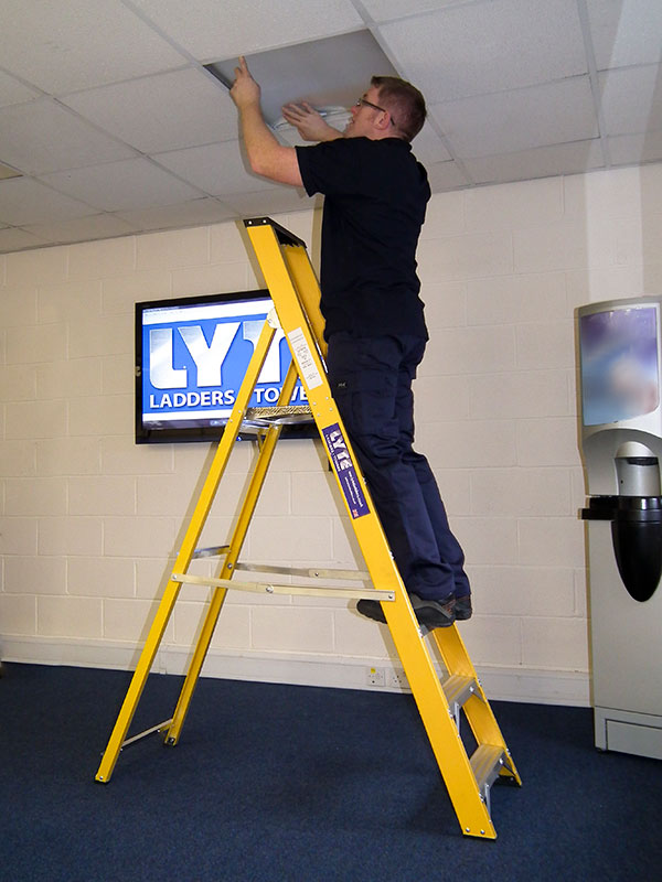 Lyte Heavy Duty Glassfibre Platform Stepladders - With Optional Handrails