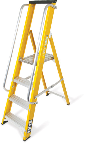 Lyte Heavy Duty Glassfibre Platform Stepladders - With Optional Handrails