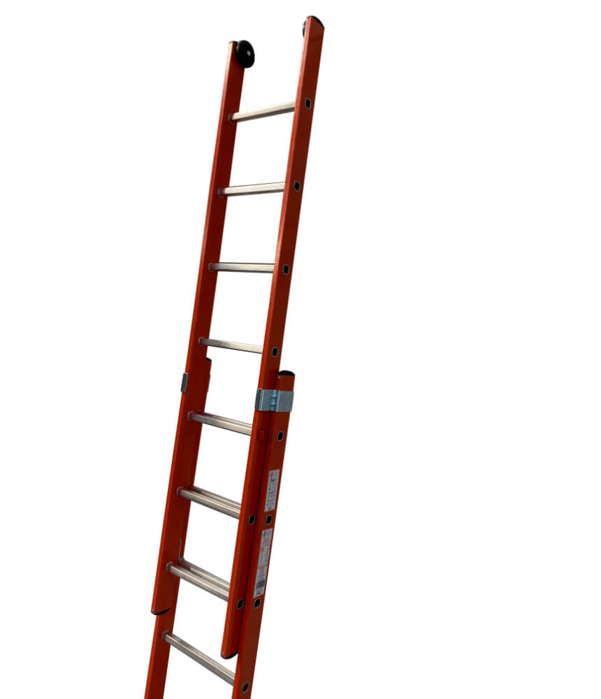 GRP Double Section Fibreglass Extension Ladder With Retractable Stabiliser Bar - 2 x 12