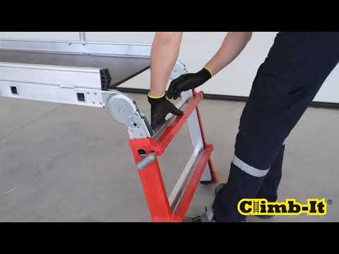 Climb It Telescopic Adjustable Work Platform WIth Guardrails