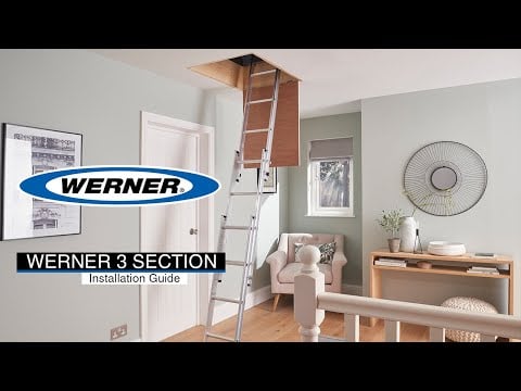 Werner Aluminium 3 Section Loft Ladder with Handrail