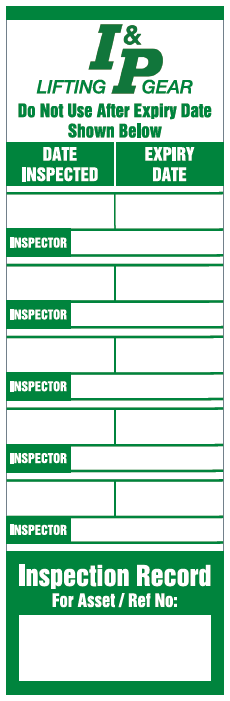 Personalised Ladder Log Tag for I&P Lifting Gear