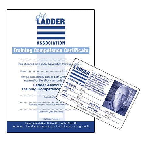 Ladder Association card and certificate from the Ladder Users & Inspectors Course