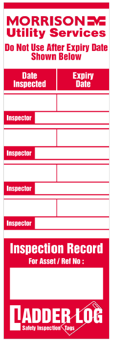Personalised Ladder Log Tag for Morrison Utility Services