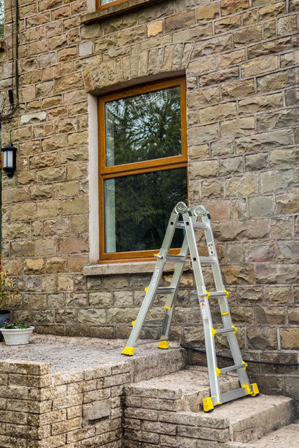 Lyte Aluminium Telescopic Combination Ladder on stairs