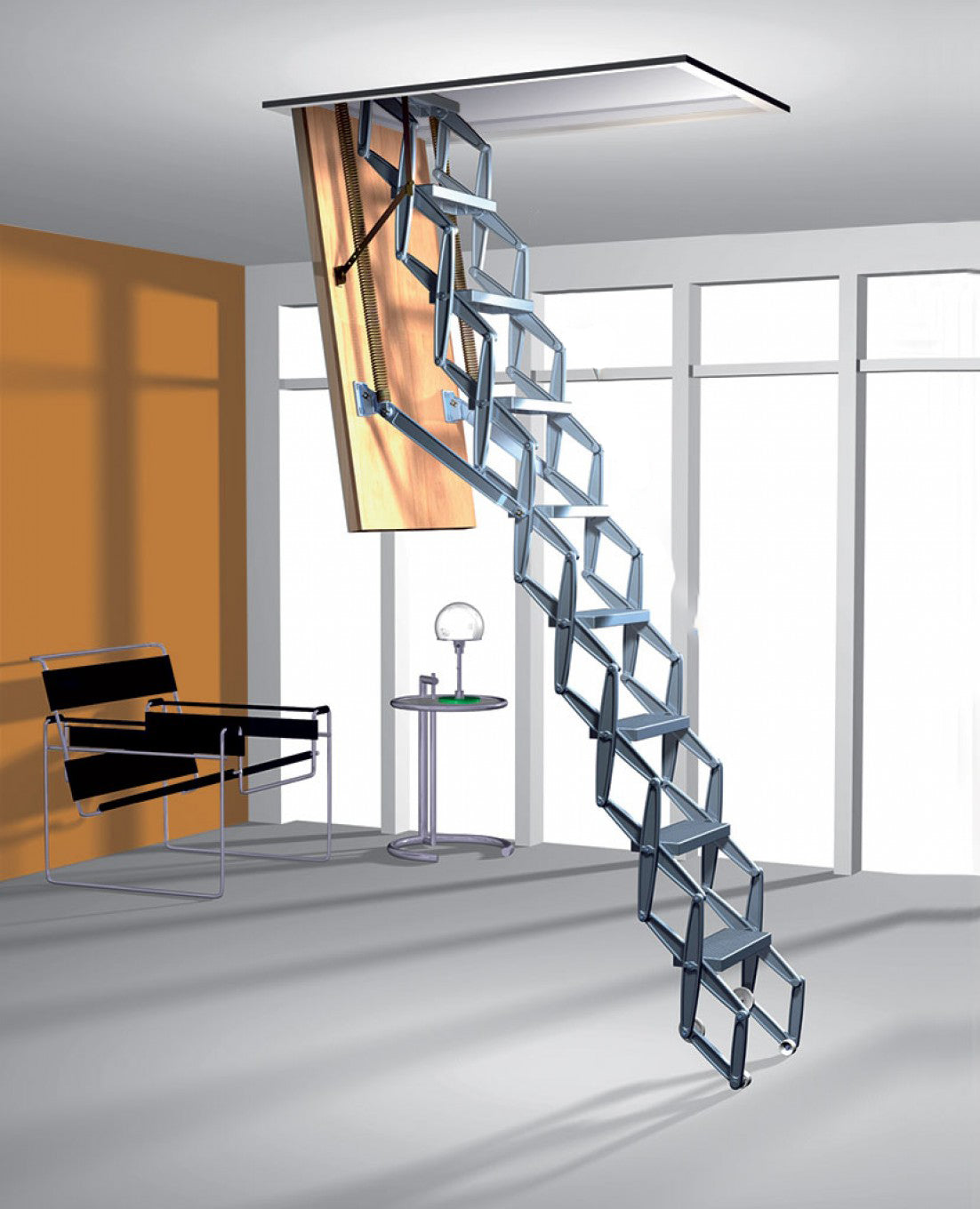 Zig Zag Heavy Duty Concertina Ladder with Trapdoor - 3.0 to 3.3 m