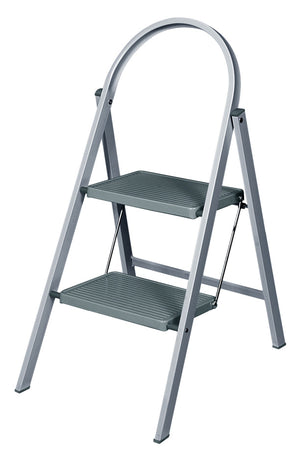 Steel step stool Extended, 12742, Werner Grey Step Stool - 2 Tread