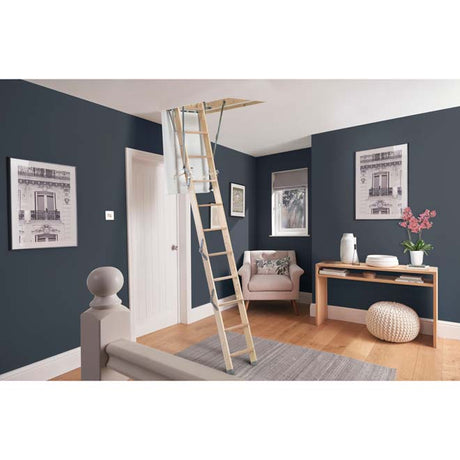 Werner Stowaway Compact 4 Section Timber Loft Ladder In Situ