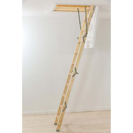Werner Stowaway Compact 4 Section Timber Loft Ladder Side View