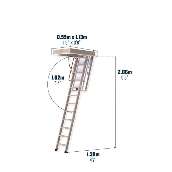 Werner ThermoPlus Energy Efficient Timber Loft Ladder Dimensions