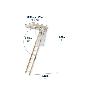 Werner Easi-Build Timber Loft Ladder Complete With Hatch Dimensions