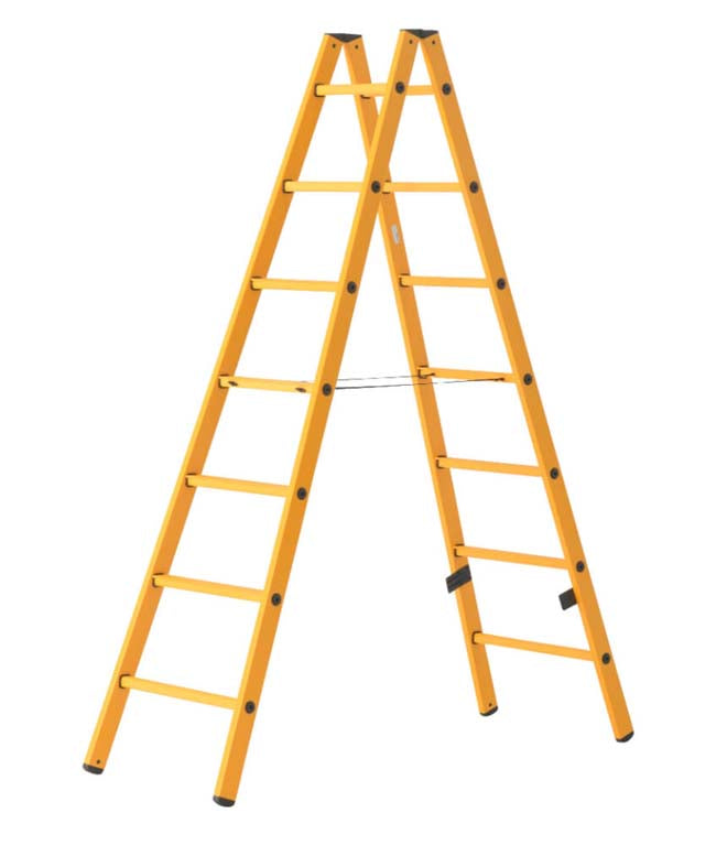 2 x 7 Rung Hymer Double Sided Fibreglass Step Ladder | 392314 – Ladderstore