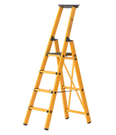 Krause Fibreglass GRP Platform Step Ladder With Tool Tray - 4 Tread
