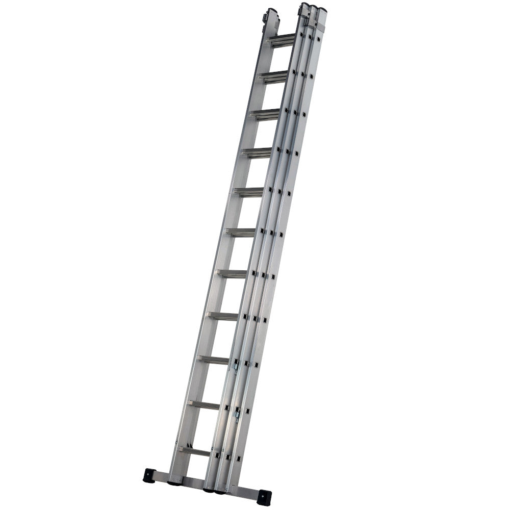Werner 3 Section Square Rung Aluminium Extension Ladder - 3 x 11 Rung - Closed