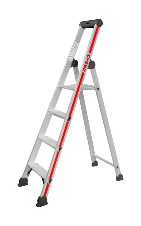 Hymer Anodised Platform Step Ladders With Tool Tray - 4 Tread